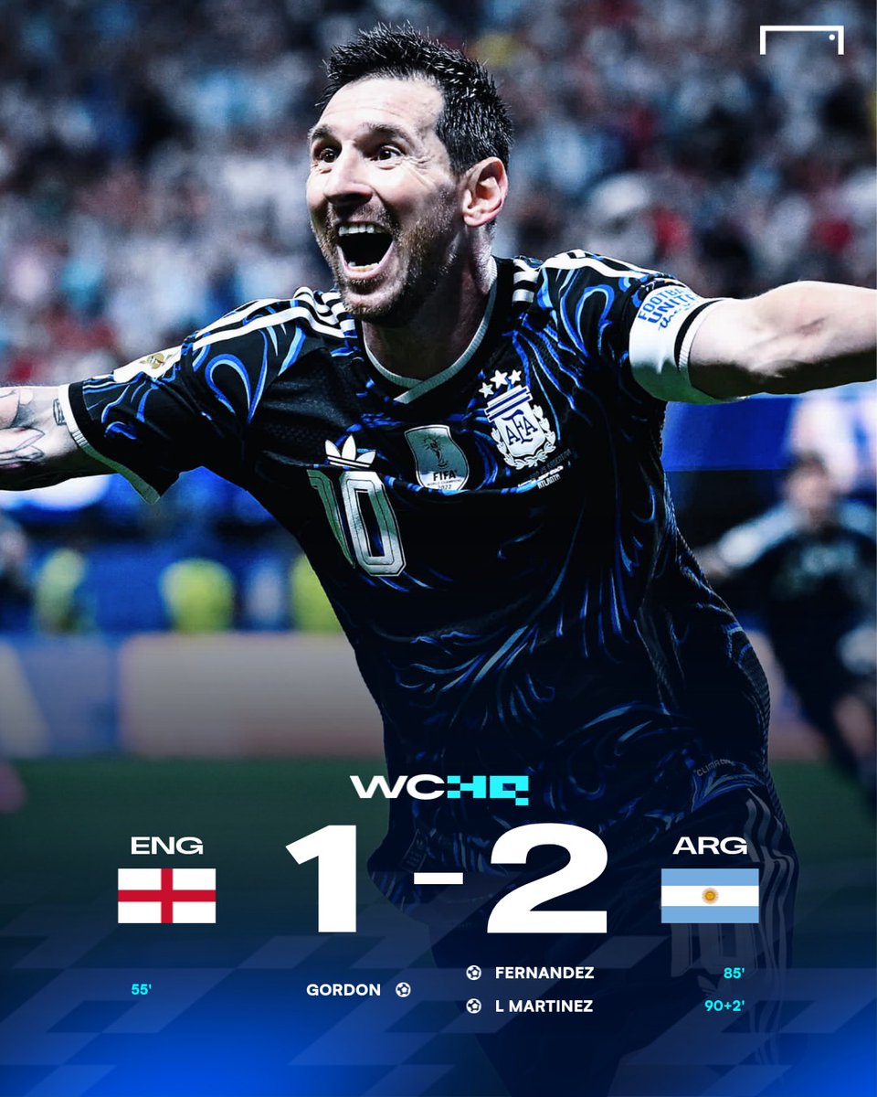 goal's tweet photo. ARGENTINA COME FROM BEHIND TO BEAT ENGLAND 🤯

Spain v Argentina in the 2026 World Cup final... let's go! 🤩 https://t.co/BDzc6i7iys