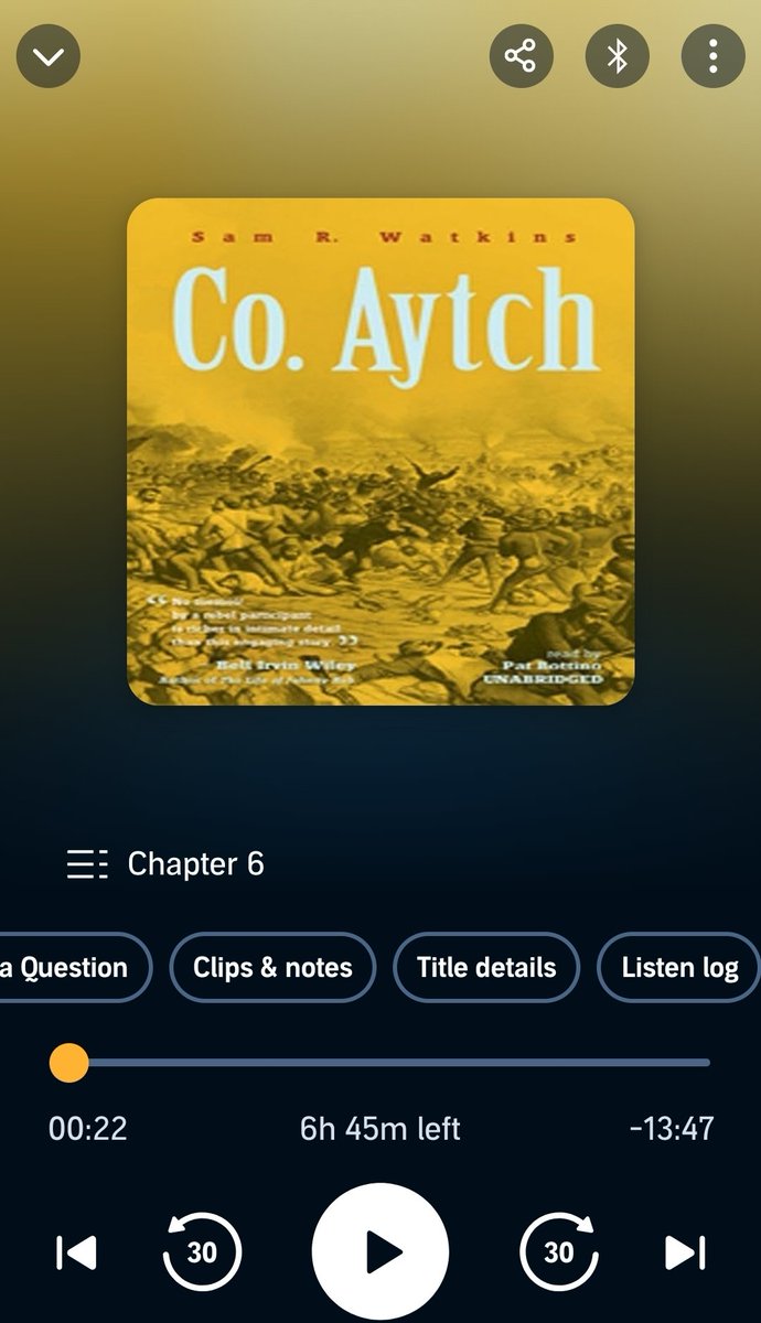 Legaceaster's tweet photo. Oh this is a good'in. Couple hours in and I'm loving the lingo and the soldier's point of view. Hard to quit listening to this one. Highly recommend. 
#Dixie #CoAytch https://t.co/iYPwQs6Rrn