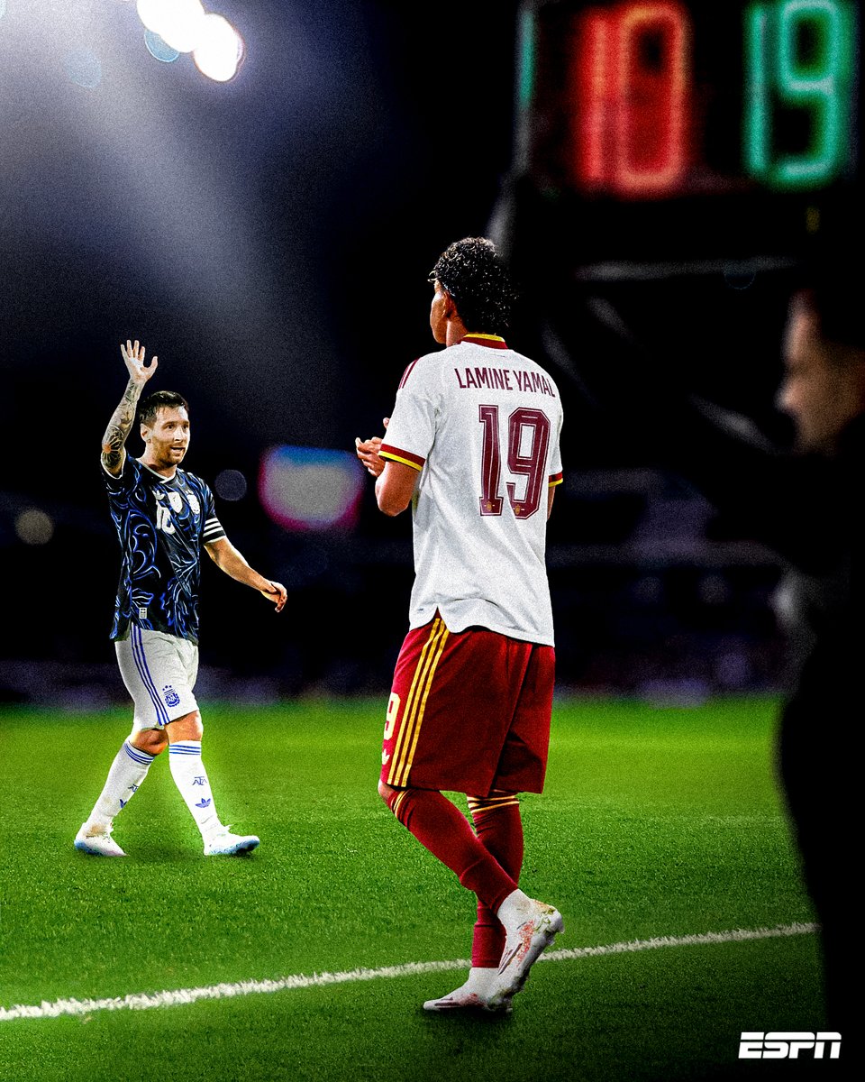SportsCenter's tweet photo. Lionel Messi vs. Lamine Yamal in the World Cup Final.

Barcelona past and present 👏 https://t.co/wh40wBsfcI