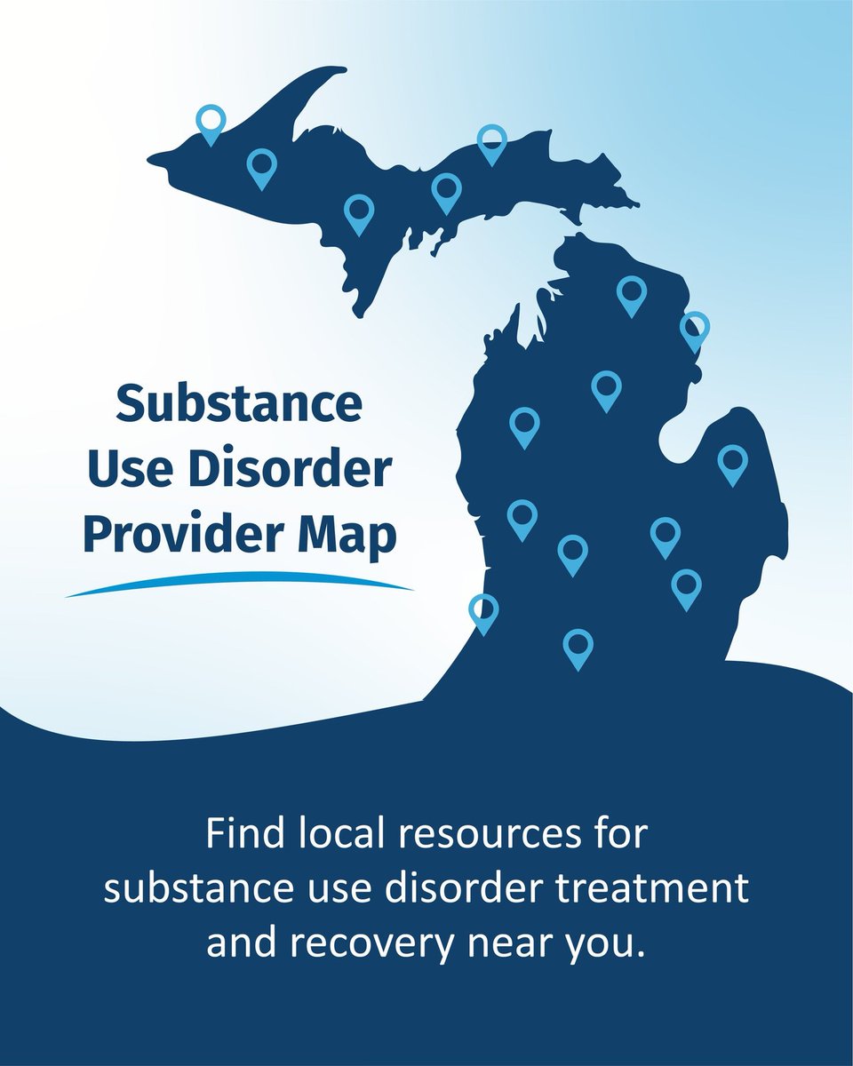 MichiganHHS's tweet photo. To help improve access for individuals seeking substance use disorder treatment (SUD) options, MDHHS has developed several new enhancements to programs and a new mapping tool to help individuals across Michigan better access SUD treatment.

More info: https://t.co/woVtEm2rS8 https://t.co/yPLh9l74Mh