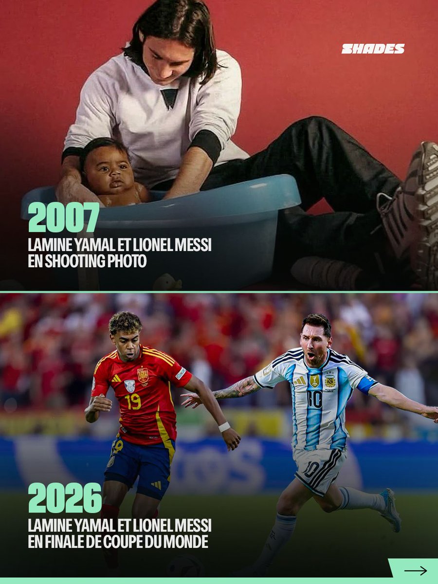 ShadesFrance's tweet photo. Près de 20 ans séparent ces deux événements..

Lamine Yamal et Lionel Messi se retrouvent ce dimanche en finale de la Coupe du monde 🥲 https://t.co/NNvNPlJL8t
