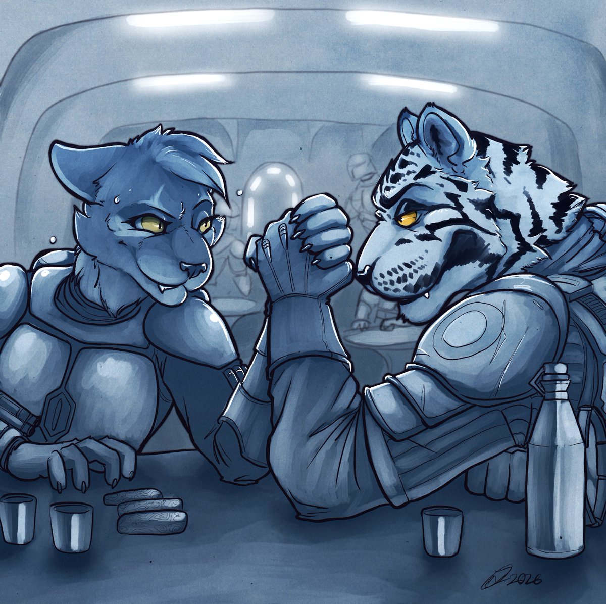 DanoGambler's tweet photo. Daily Doodle 298 "Armbreak"

There is a phrase in Mando'a, the language of Mandalore. "Meh gar kyrayc, shuk bah ni." - You're no use to me dead. It means take a break. But for these two, break time is not rest time.

Talynn isn't going down to M'latar without a proper fight. https://t.co/XhXelzALY0