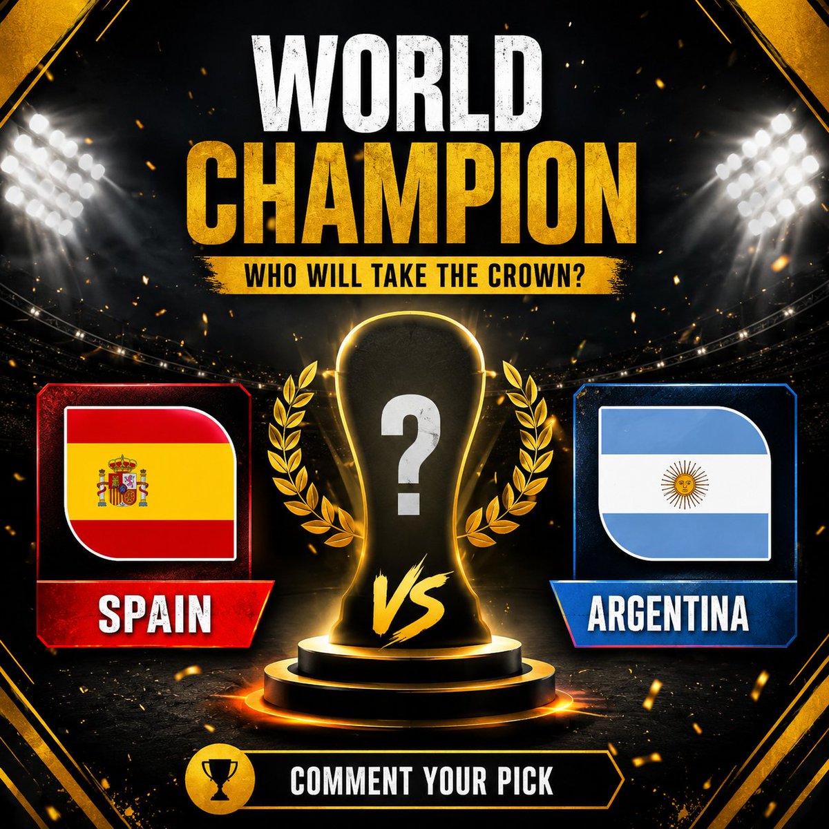 SPlaybd1's tweet photo. The final is set: 🇪🇸🆚🇦🇷
 
#FIFAWorldCup https://t.co/3sCCnx44s7