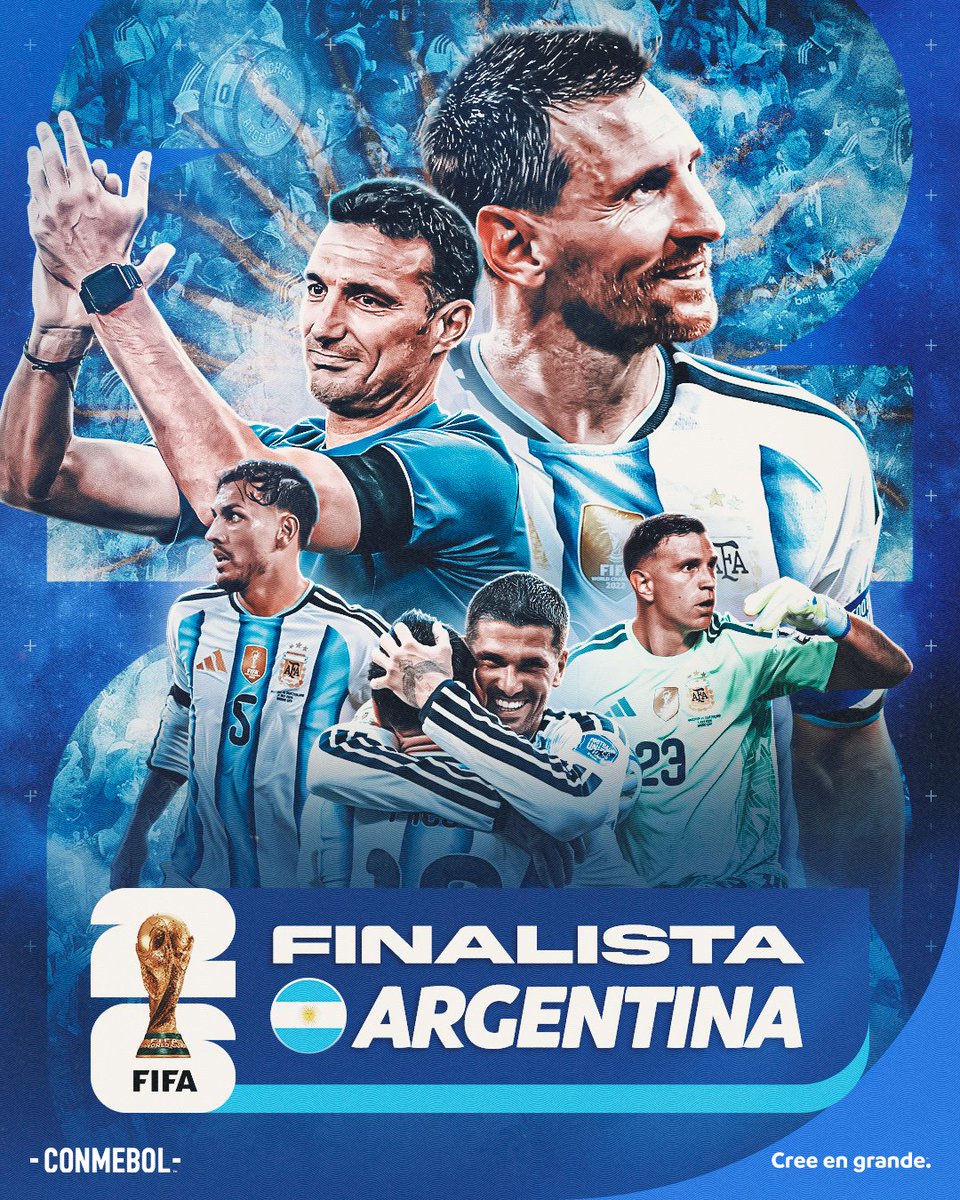 CONMEBOL's tweet photo. El campeón del mundo va por la cuarta 🇦🇷🤩

#CopaMundialFIFA https://t.co/hmD6Zgdpue