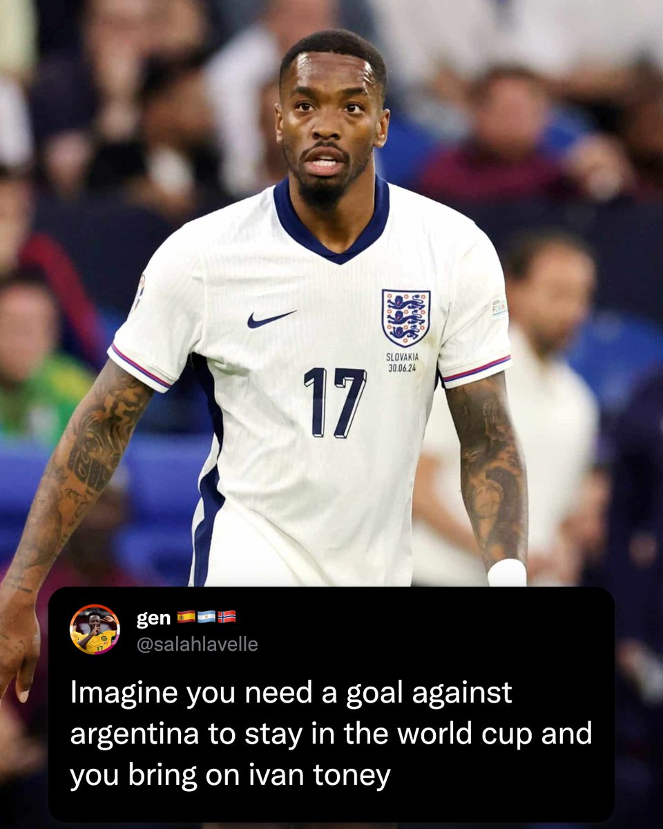 TheFootyFeed's tweet photo. Ivan Toney coming on in the 94th minute when you need a goal in the World Cup semi final is a showcase of the Thomas Tuchel reign. A man who hadn't got a minute all tournament and has been playing football in Saudi Arabia. There was more of a chance of Pickford getting an equaliser than this man. 

Shocking changes and tactics in a World Cup semi final. 👍🏻