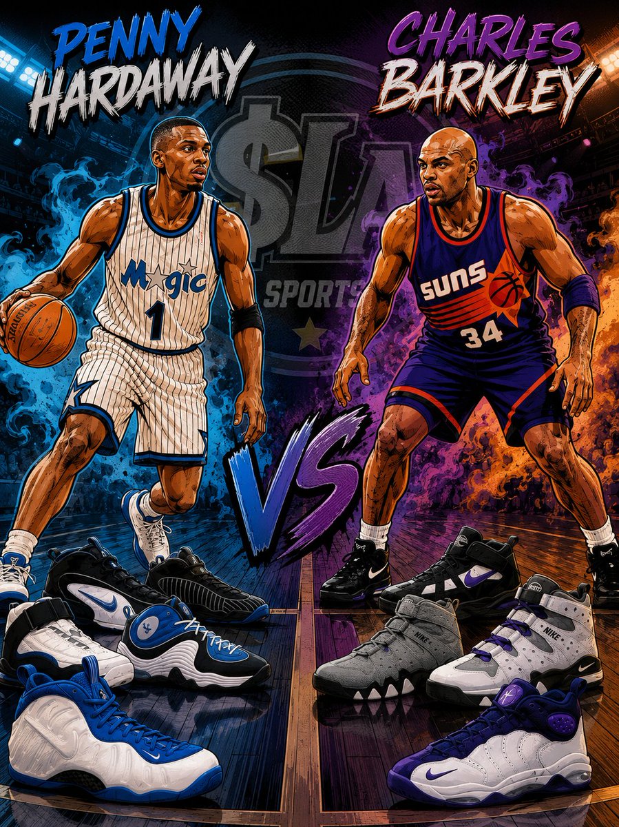 UnseenKing7's tweet photo. 🏀 Who had the coldest signature kicks and game? 👟🔥 Penny or Chuck? Drop your pick! 👇
#LASports #NBALegends #PennyHardaway #CharlesBarkley #SneakerCulture #NikeBasketball #90sBasketball #RetroKicks #HoopsCulture #BasketballDebate #Sneakerheads #GOATTalk #style @SAINT_LOV3 https://t.co/OZmH4zFy7r