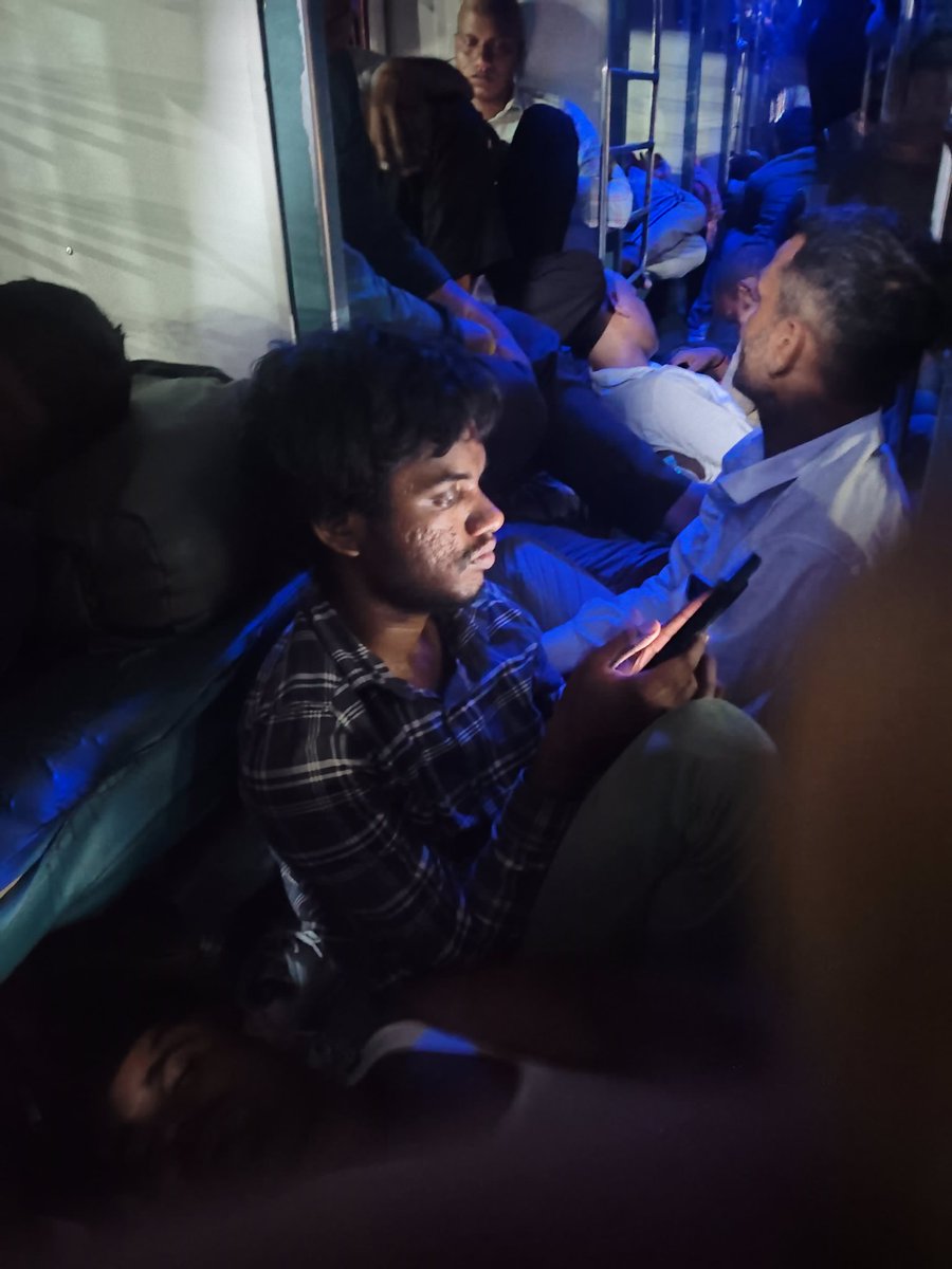 IndAnony's tweet photo. @RailMadad I am travelling in 12792, boarded at 2:06AM (PNR: 6705268640). I have confirmed berth in S3 (9), but I am unable to sit on my own seat properly, as the coach is filled with unreserved people, everywhere, including the floor. I've complained on railmadad (2026071600832) https://t.co/VTFhghTVjR