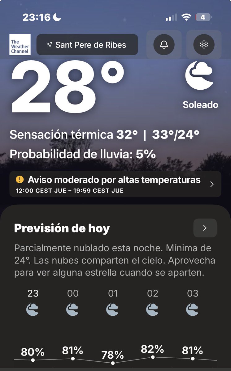 xaviminguillon's tweet photo. Aquesta nit serà horrible. 23.15, 28 graus amb 80% d'humitat!!! https://t.co/fNkVHdIQ7n
