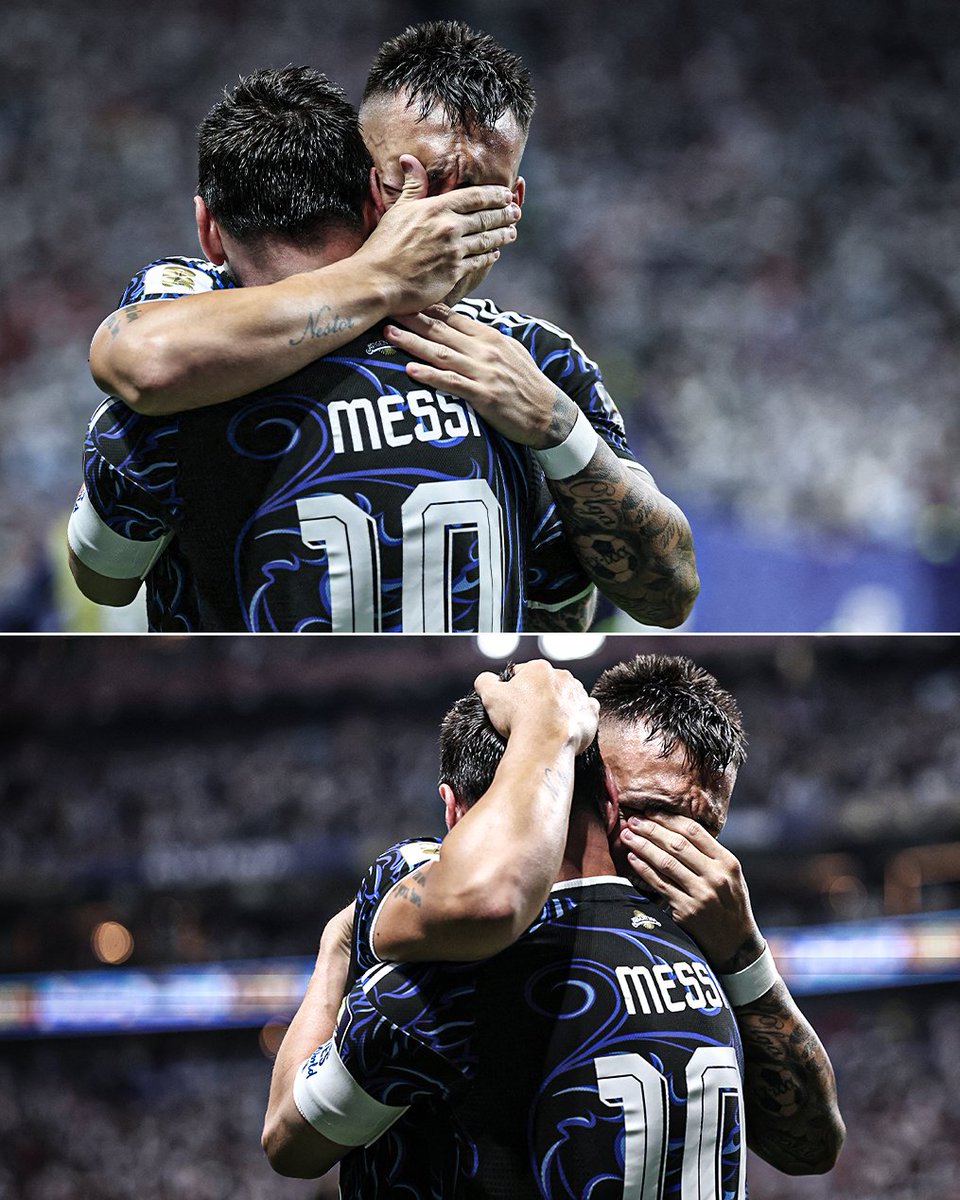 SportsCenter's tweet photo. MESSI AND LAUTARO EMBRACE 🥹 https://t.co/LWe2WCr3Bs