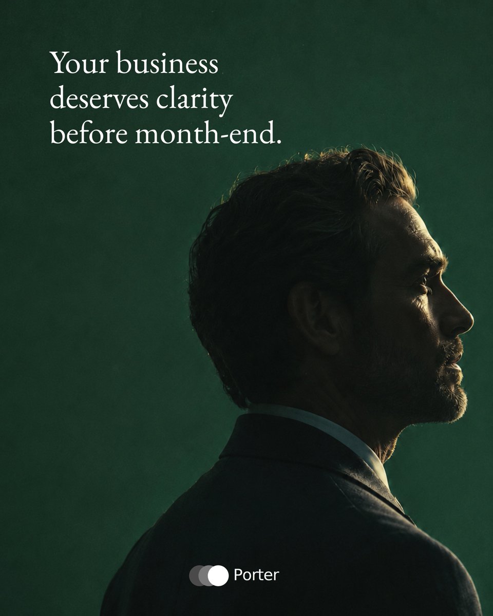 mkfjord's tweet photo. Knowing where your business stands should not require waiting for month-end close.

Porter keeps the books current and answers any question about your numbers, 24/7. So the picture is always there when a decision needs it. https://t.co/jCzHbhPmAa