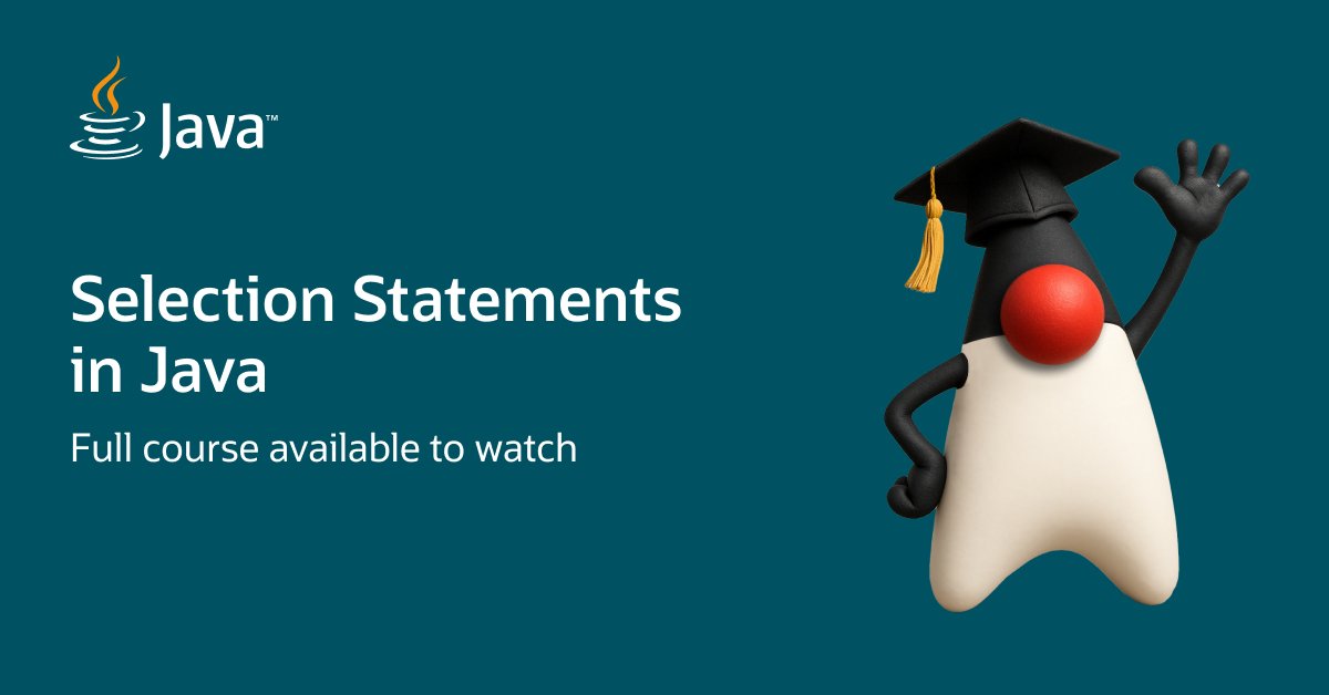 java's tweet photo. In this course, you'll learn the different ways to incorporate choice in your programs. 

We'll cover if statements, conditional operator, switch statements and switch expressions. https://t.co/4vdlbFatbA https://t.co/HlmsAZ9WIO