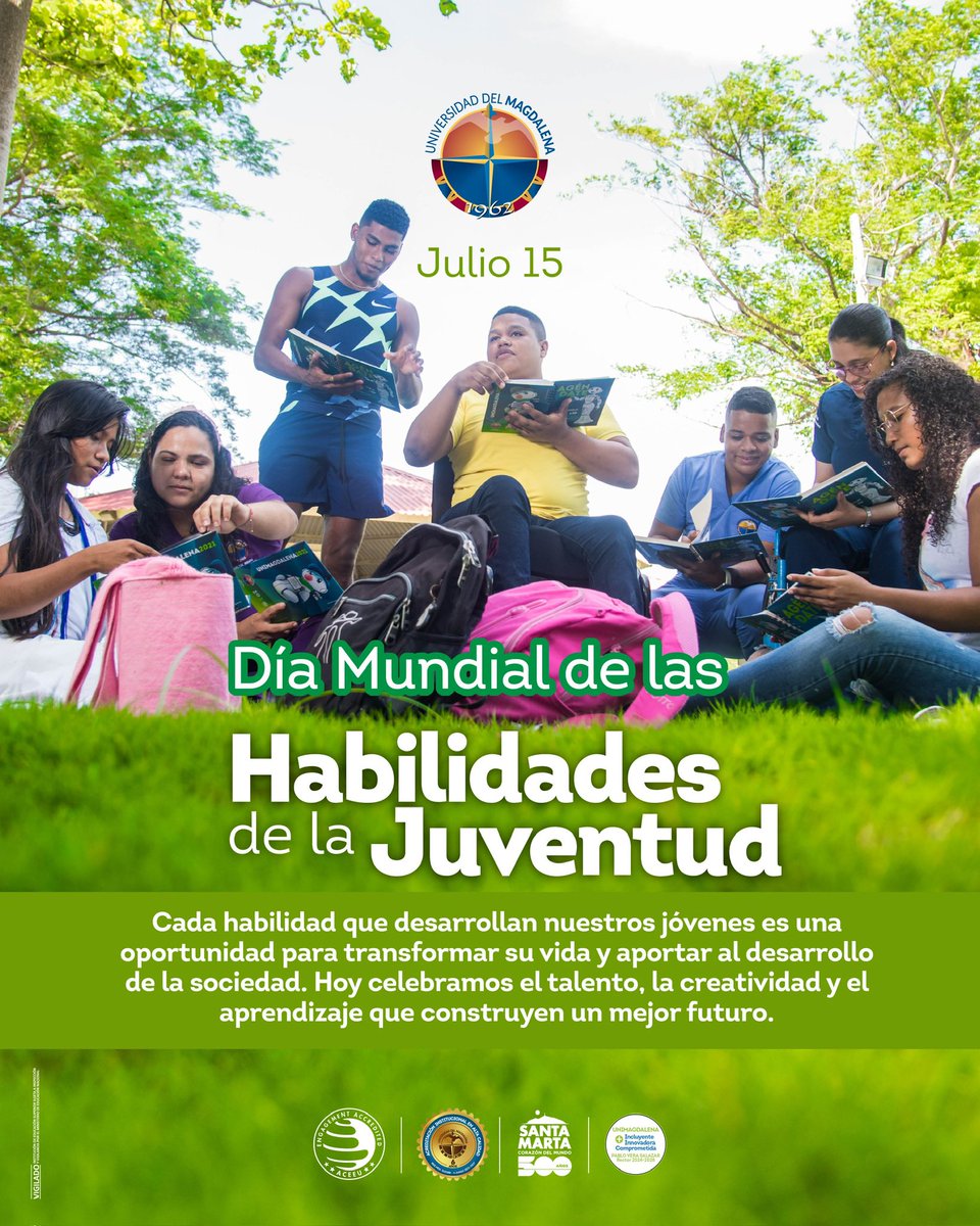Unimagdalena's tweet photo. 🙋‍♀️🙋‍♂️En el Día Mundial de las Habilidades de la Juventud reafirmamos nuestro compromiso con una educación que potencia el talento, fomenta el liderazgo y prepara a las nuevas generaciones para responder a los retos de un mundo en constante transformación.🚀

¡Feliz día jóvenes! 🎊 https://t.co/W6xLkGVowY