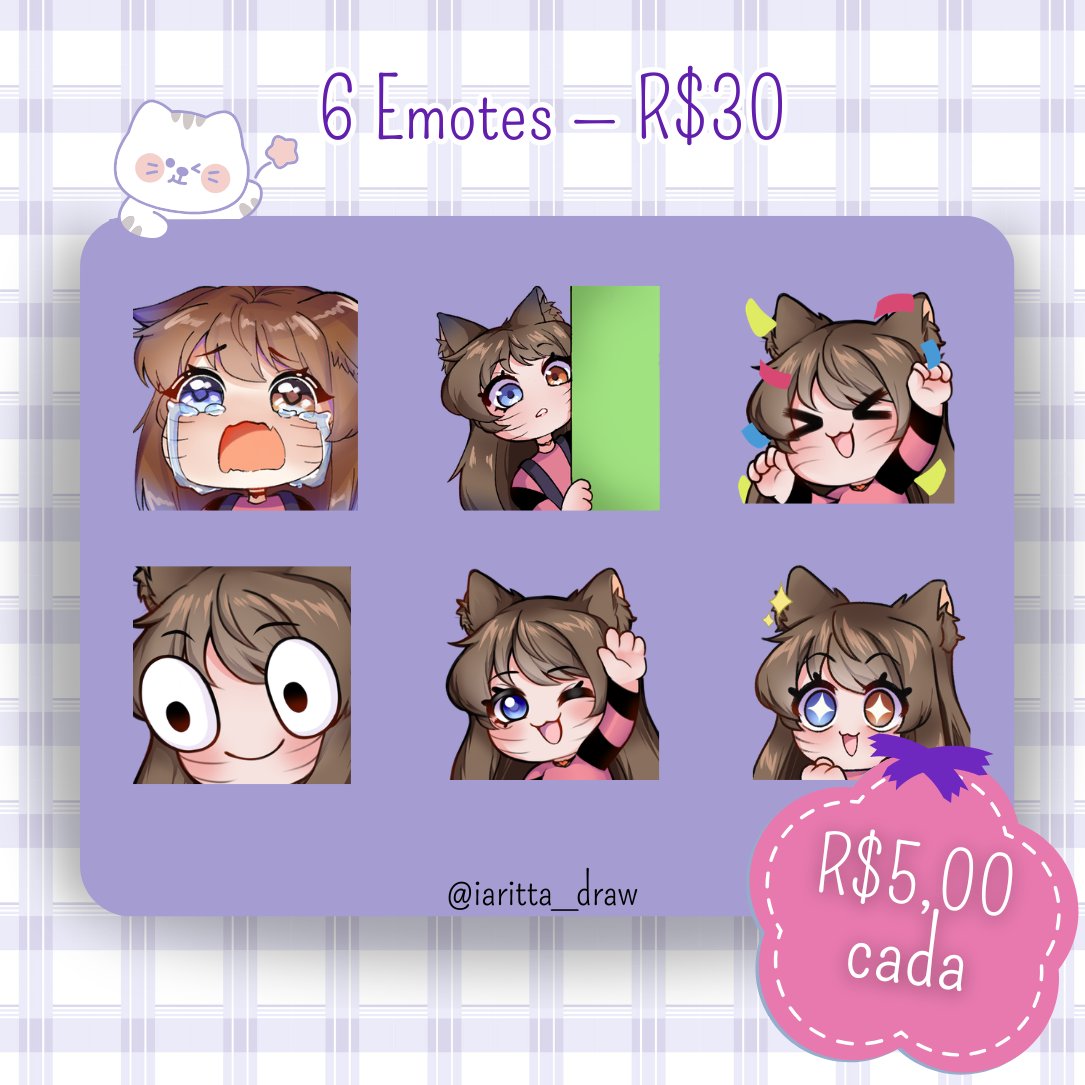 iarittakk's tweet photo. 🚨 VOLTEI COM AS COMISSÕES!! 🚨

oii gente :3 depois de um tempinho, estou novamente aceitando pedidos de emotes 💗

✨ R$5,00 cada emote ✨
pode pedir a quantidade que quiser!
ex: 6 emotes = R$30,00 💕

interessados podem me chamar na DM 🫶
(reposts são muito bem-vindos 💕) https://t.co/MHQ9Zr0but