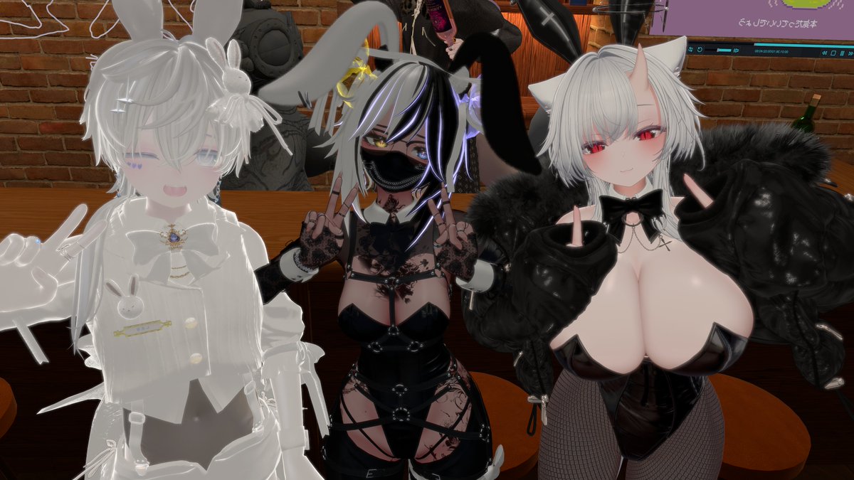 GoatMaythe's tweet photo. バニー３人衆でわたくしニッコリ🐰💖
今回も楽しかったです～(*'ω'*)
#VRC_下水道 https://t.co/mxgIqnu9eg