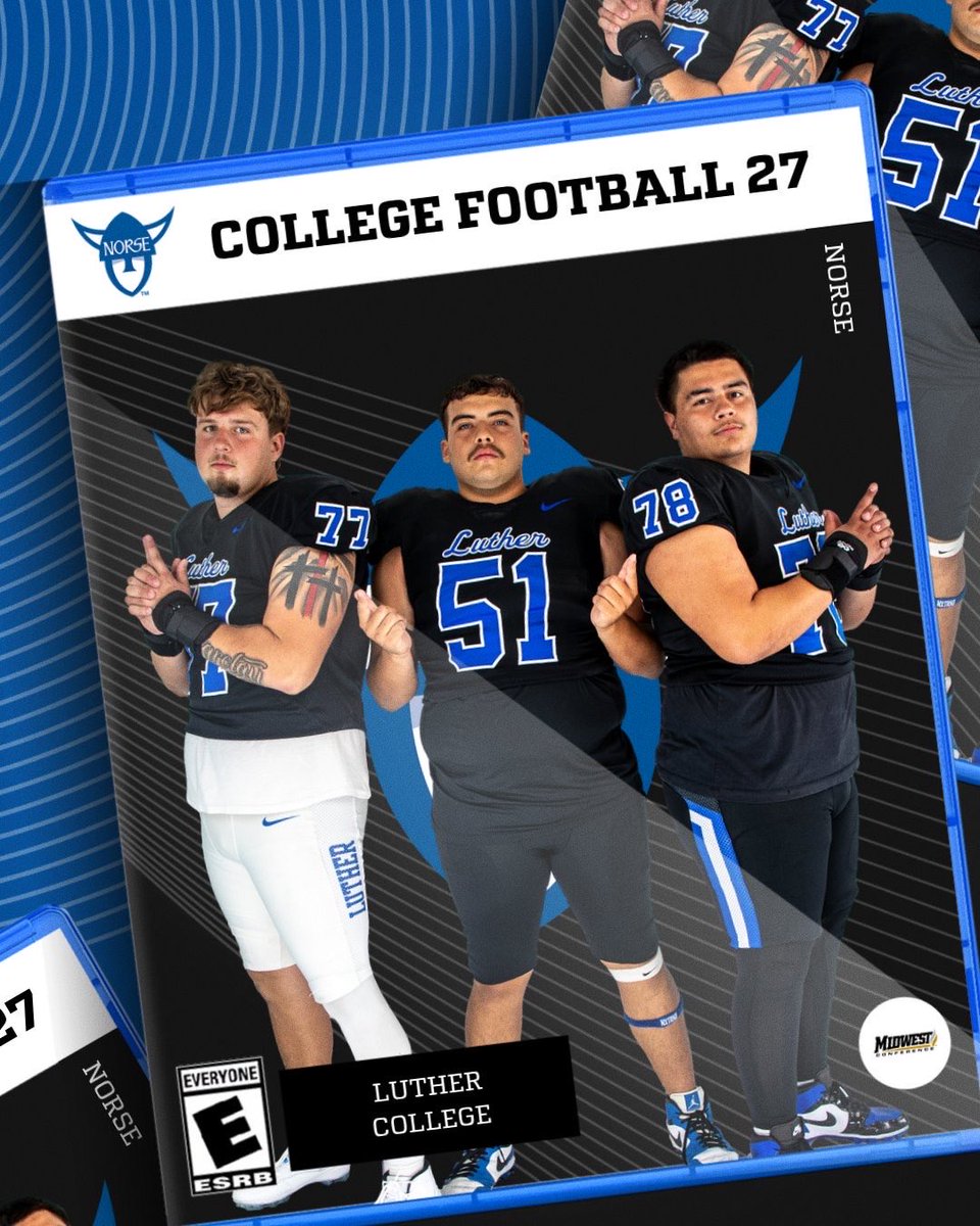 LutherFootball's tweet photo. Games are won in the trenches!!

Who said Offensive Lineman can’t be on the cover of a video game?

Just 27 days until the #Norse report for Fall Camp ☀️ 🕶️ 🏈 

#BurnTheBoats https://t.co/FjWFPka1TT