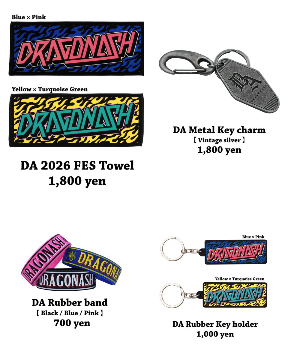 Dragon_Ash's tweet photo. Dragon Ash 通販情報❤️‍🔥
＊2026 Summer FES Goods

--------------------------------------
販売開始日時：7/16（木）18:00～
＊通常販売
--------------------------------------
こちらから⤵︎
https://t.co/3lUj4U04Fh https://t.co/g446UCtLIG