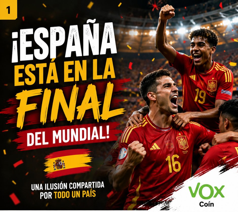 vox_coin's tweet photo. 🇪🇸⚽ ¡El Mundial se vive mejor juntos!

El Grupo Municipal VOX Coín ha presentado escrito al Ayuntamiento para solicitar la instalación de una pantalla gigante y que nuestros vecinos puedan disfrutar de la Final del Mundial juntos, en un ambiente de convivencia y celebración. https://t.co/b5ZBcIHB4f