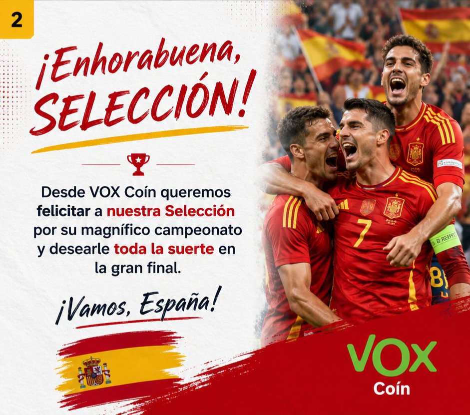 vox_coin's tweet photo. 🇪🇸⚽ ¡El Mundial se vive mejor juntos!

El Grupo Municipal VOX Coín ha presentado escrito al Ayuntamiento para solicitar la instalación de una pantalla gigante y que nuestros vecinos puedan disfrutar de la Final del Mundial juntos, en un ambiente de convivencia y celebración. https://t.co/b5ZBcIHB4f