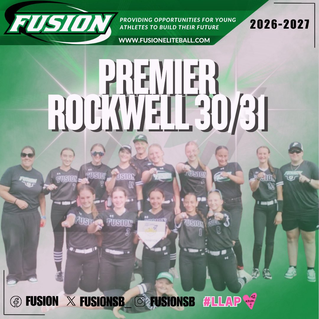 FusionSB_'s tweet photo. Promoted ✅ Excited to announce our 14U Rockwell #girlsingreen will be ✨premier✨ for the 2026-2027 season! For more info regarding schedule and team availability, please reach out to Coach Rockwell!
📧: fusionrockwell@outlook.com
📲: 502-802-7941
#fusionfamily
#llap https://t.co/AA4FxqFxy6