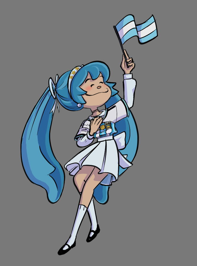 Rowen_waste's tweet photo. La dibuje el sabado pero no sabia si subirla, pero después de este partido tenia que hacerlo!! una Miku Argentina al estilo Quino... mas o menos😅 https://t.co/rHEPm8oM7l