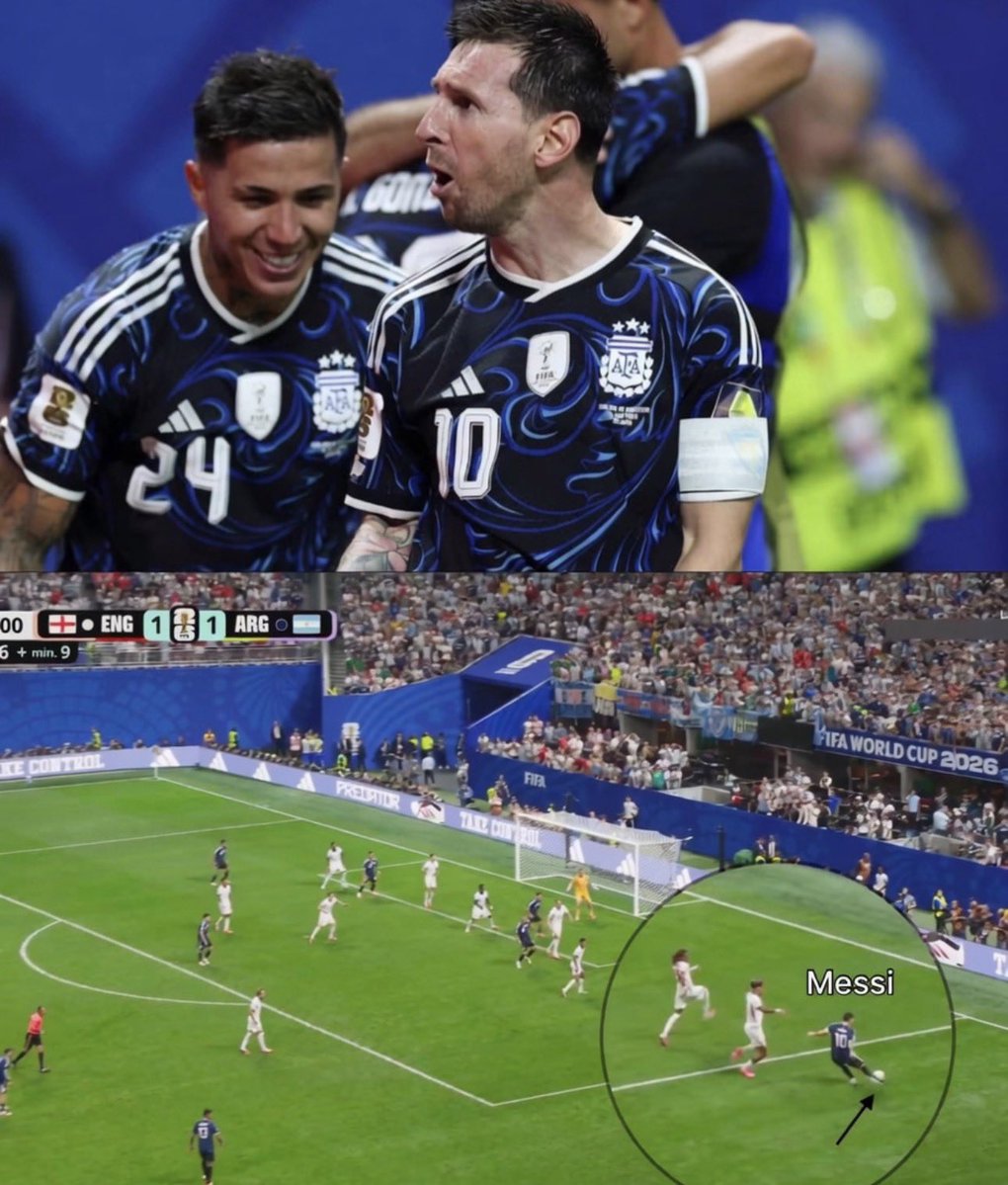 appiecule's tweet photo. I’ve never seen—and I don’t think I ever will see—a more complete footballer than Lionel Messi.

Imagine being almost 40 years old, the oldest player on the pitch, in a game full of physical battles and hard tackles, yet still adapting effortlessly. Carrying the ball, dribbling past players, and absorbing challenge after challenge without fading.

Now imagine England scoring first, shutting down the middle completely, defending with 5 defenders, the clock ticking away, your team on the verge of elimination from the World Cup.

So what do you do?

You move out to the wing, take complete control of the game, and start creating chances in every possible way—early crosses, inswingers, outswingers—whatever the situation demands.

Then you complete the comeback.

You turn defeat into victory with 2 assists, including a brilliant one with your weaker foot. You create 4 chances, 2 of them clear-cut. You complete 9 successful dribbles and win 12 duels, more than anyone else on the pitch.

Show me another player in football history who has produced a half like that at 40 years old, in a World Cup semifinal.

You won’t.

Only Messi.

He has now been directly involved in 12 of Argentina’s 19 goals at this World Cup, contributing in every single game.

Now do you understand why Lionel Messi is the greatest footballer in history? 👑💙
