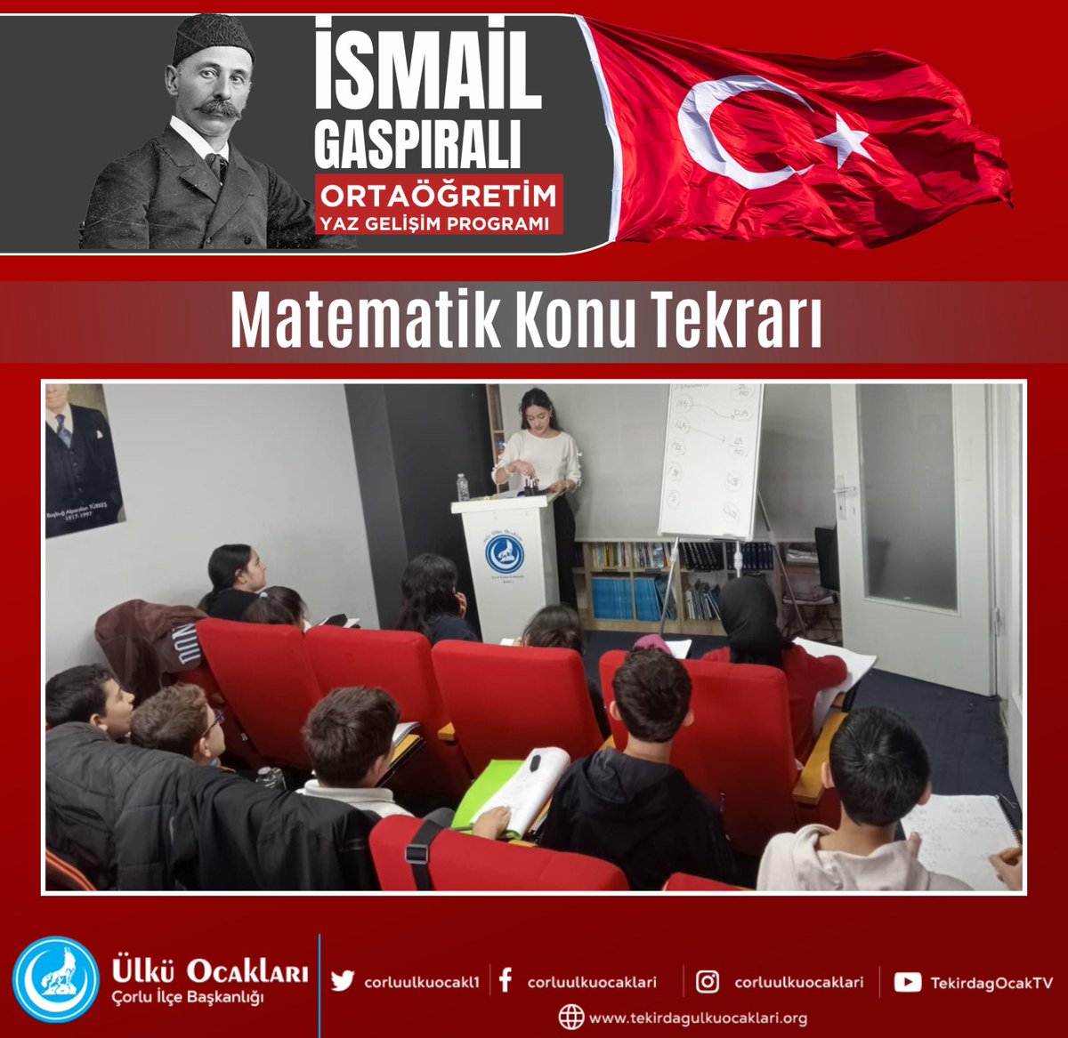 sehriyarcafer's tweet photo. Ülkü Ocakları Çorlu İlçe Başkanlığı “İsmail Gaspıralı Ortaöğretim Yaz Gelişim Programı” kapsamında “Konu Tekrarı - Matematik” etkinliği gerçekleştirdik. https://t.co/8DlJC6O3av
