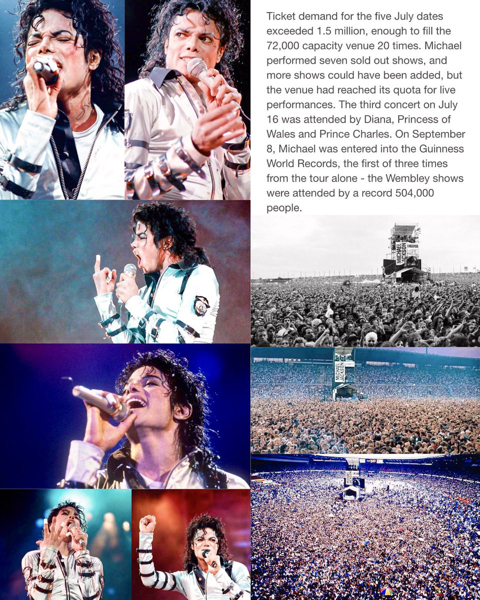 Michael_JK01's tweet photo. Michael Jackson didn't just sell out 7 nights—he entered the Guinness World Records, performed for Princess Diana, and had 1.5 MILLION people fighting for tickets. 🤯🔥 https://t.co/WfKLlFb0Bq