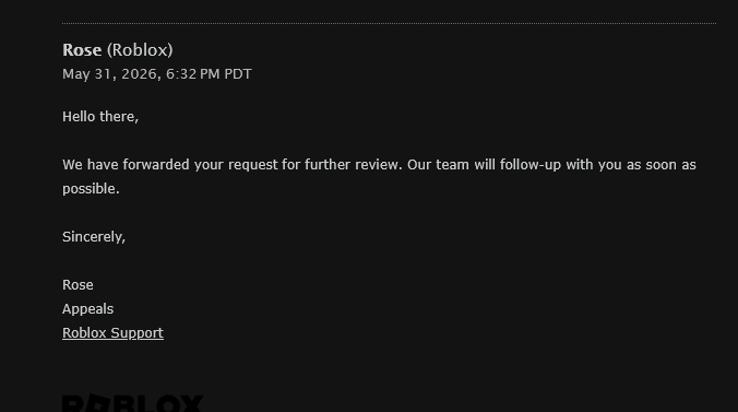 archangehl's tweet photo. Thanks @Roblox I have been waiting well over a month for a ticket where I sent my evidence about my ban https://t.co/93vSvTlQtV