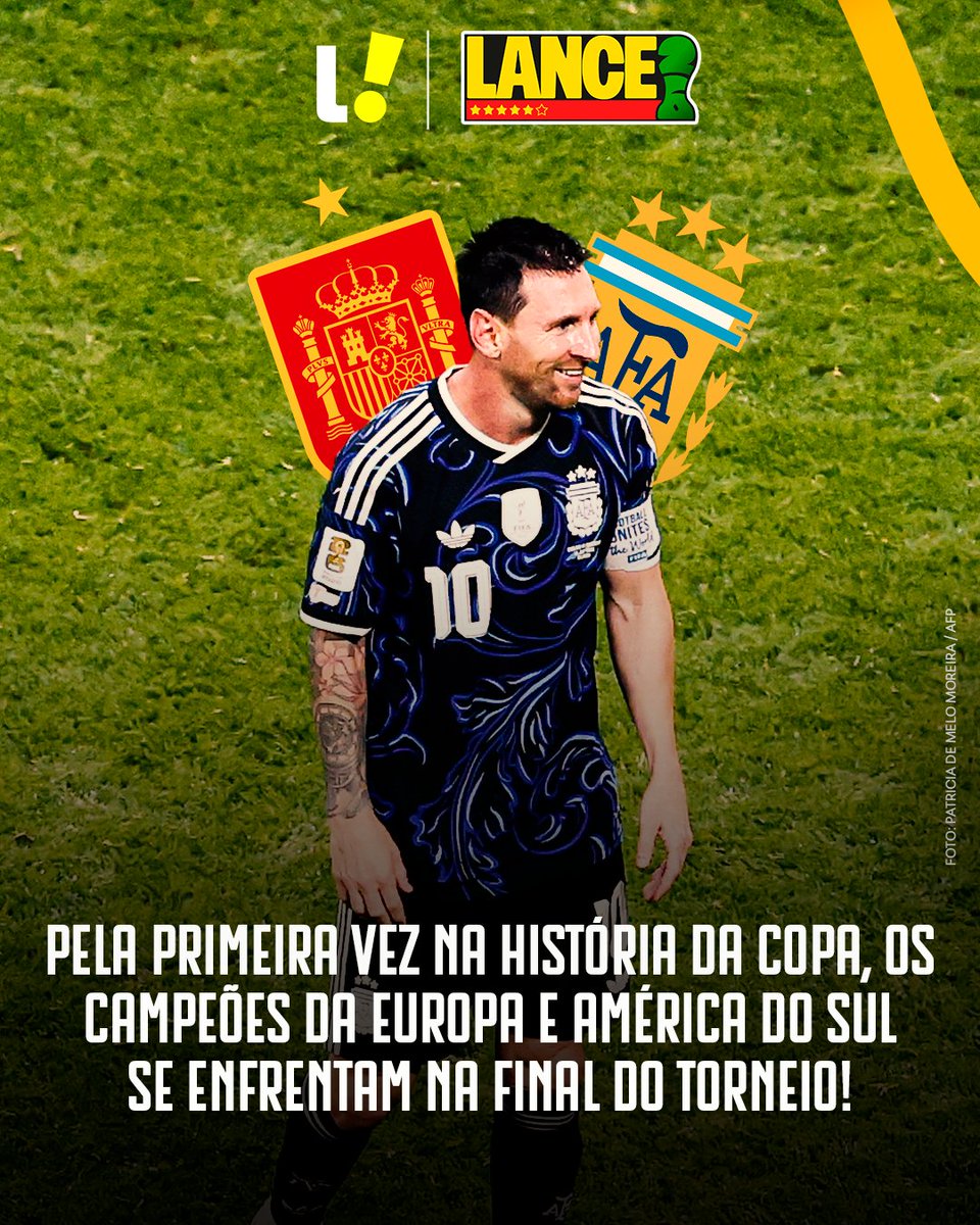 lancenet's tweet photo. FINAL DE CAMPEÕES! 👑🇦🇷🇪🇸

Finalistas da Copa do Mundo, Argentina e Espanha chegam como atuais campeões de seus continentes. A equipe de Messi é a bicampeã do Copa América, enquanto os espanhóis são os atuais vencedores da Eurocopa!

#redes6 #LanceCopa #LanceInforma https://t.co/2qNRLo48Nw