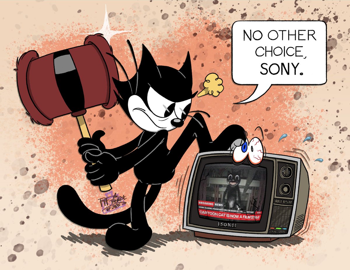FTFTheToonist's tweet photo. {NEW ART} Felix's furious reaction about a Cartoon Cat's adaptation by TriStar when he has never greenlit his revival since more of 20 years.

It's not only, beacuse of the algorithms that studios never understand.

#FelixTheCat #CartoonCat #Fanart #UnpopularOpinion #FuckSony https://t.co/caVAGRy5Gd