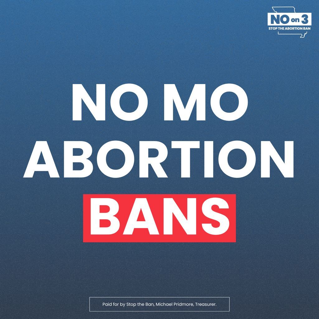 stopthebanmo's tweet photo. If politicians succeed in passing Amendment 3 this year, they would overturn our votes and once again ban abortion in nearly all cases. Missourians have made it clear: we want to protect our Right to Reproductive Freedom. #StopTheBanMo #MoVoters #NOon3 https://t.co/sTR3rVoj3Z