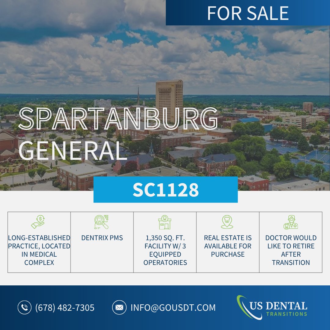 goUSDT's tweet photo. SC1128 - Dental Practice for Sale in Spartanburg
https://t.co/LZms7yKarM
#dentaltransitions #dentalpracticetransitions #dentalpracticesales #dental #dentalbroker #dentaladvisor #dentalpracticeforsale #practiceforsale #gousdt #usdentaltransitions https://t.co/IA9wCbT3cn