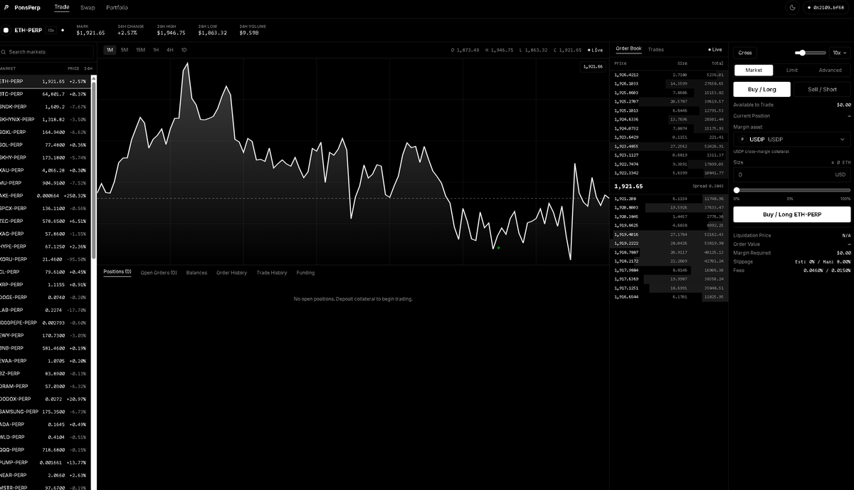 PonsPerp's tweet photo. Trade any perp seamlessly.

Try it out!
https://t.co/nEYolw2tOx https://t.co/Mw9x5OmX7L