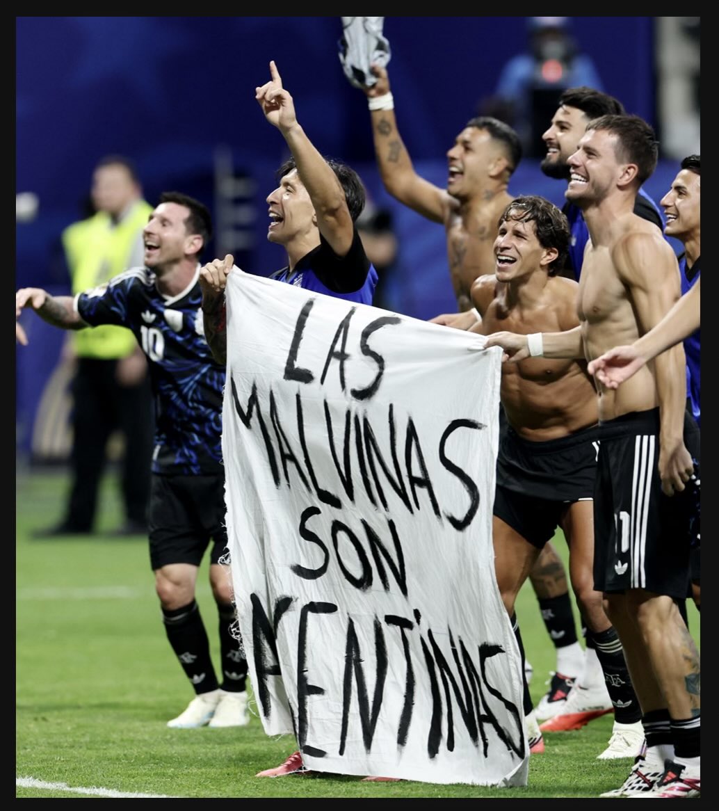 lordofbrighton's tweet photo. I’m assuming FIFA will now issue a massive fine against the Argies for their use of political banners….. https://t.co/yZx6Z6YpUE