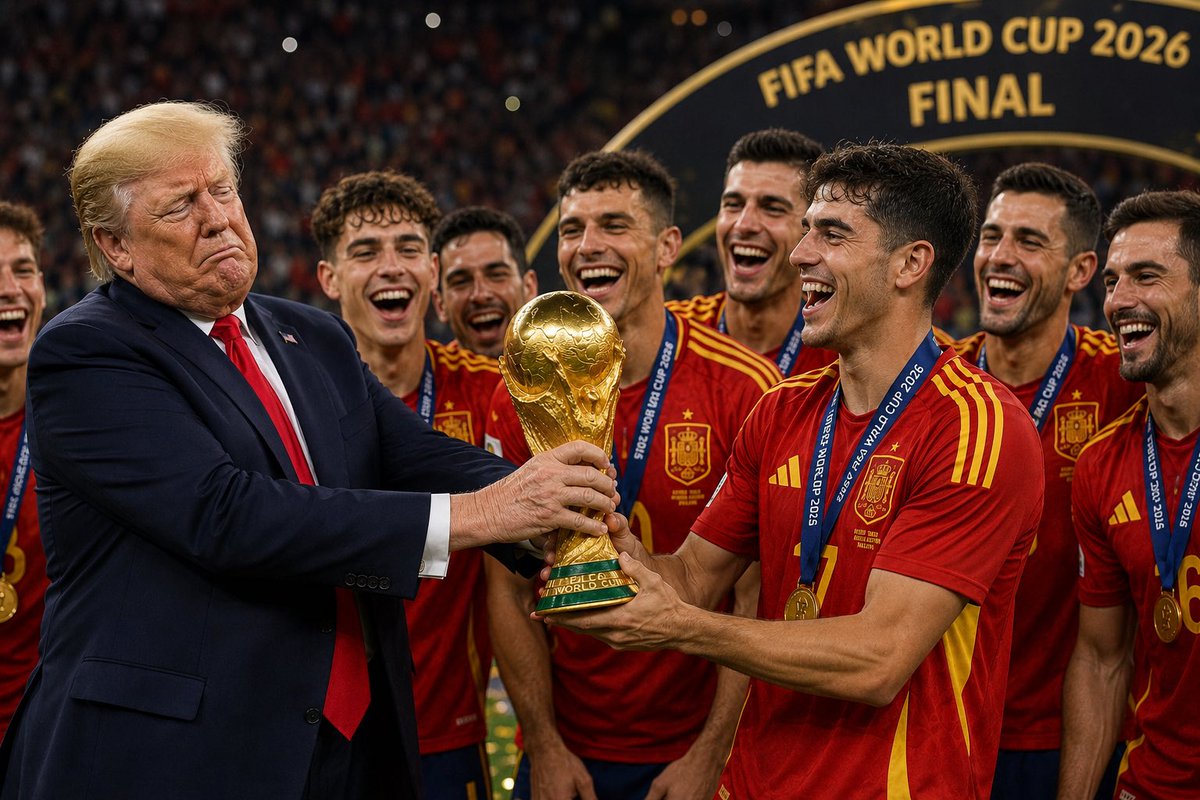 Ryder56004614's tweet photo. It’s going to be glorious on Sunday when Trump has to hand the World Cup to those nasty Spanish people 🤣🤣🤣 https://t.co/bE8xXEY8W0
