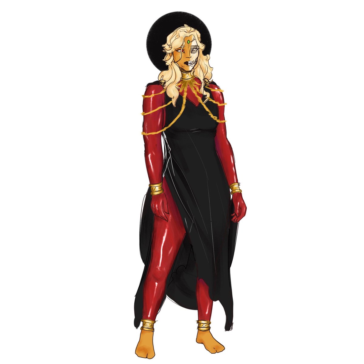 Comet370206's tweet photo. I’ve peaked on rendering the latex on that leg and I need to share it, ignore the design I was fucking about with Adam and Mistress Death lmao https://t.co/FXXQaj2Y8M