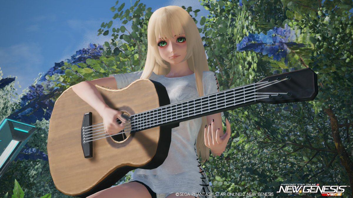 HOntonekona's tweet photo. #ラーカイブ　#pso2ngs_SS
やほ(*^▽^*)
ギターもってエアギターコーデ♪
待機MOの弾き語りさっそく手に入れたんだけど
、、、、ひだりて～～～＞＜
楽器に触れません('Д')
バグなのかな？仕様の特性なのかな？
とりあえずギターに拒絶されました(*‘ω‘ *) https://t.co/VMBe4mUkBk