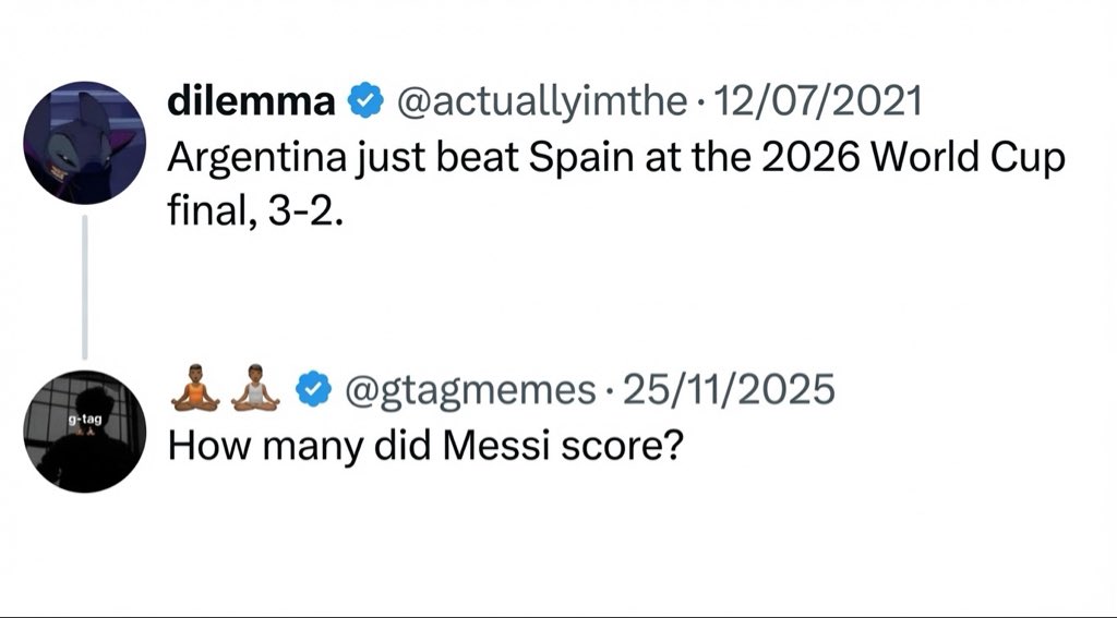 gtagmemes's tweet photo. Let the records show that all I’ve ever cared about in my life was Messi. 

Elon Musk might be the most valuable living thing in our generation but I rate him far… farrrrrrrrrrrrr less than Messi. https://t.co/8ggCYYsyvr