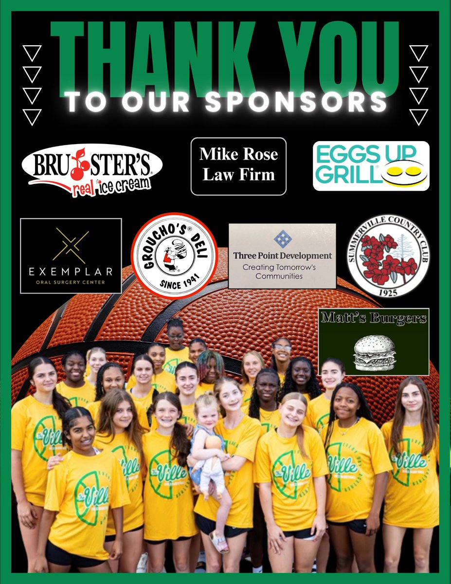 SummervilleGBB's tweet photo. A huge thank you to everyone who has supported Summerville Girls Basketball!

We're still looking for sponsors to join our 2026-27 fundraiser. Your support helps our players, our program, and our community! 💚💛

#GoBigGreen | #2GETHER | #VilleMentality https://t.co/5yfKhWlXvi