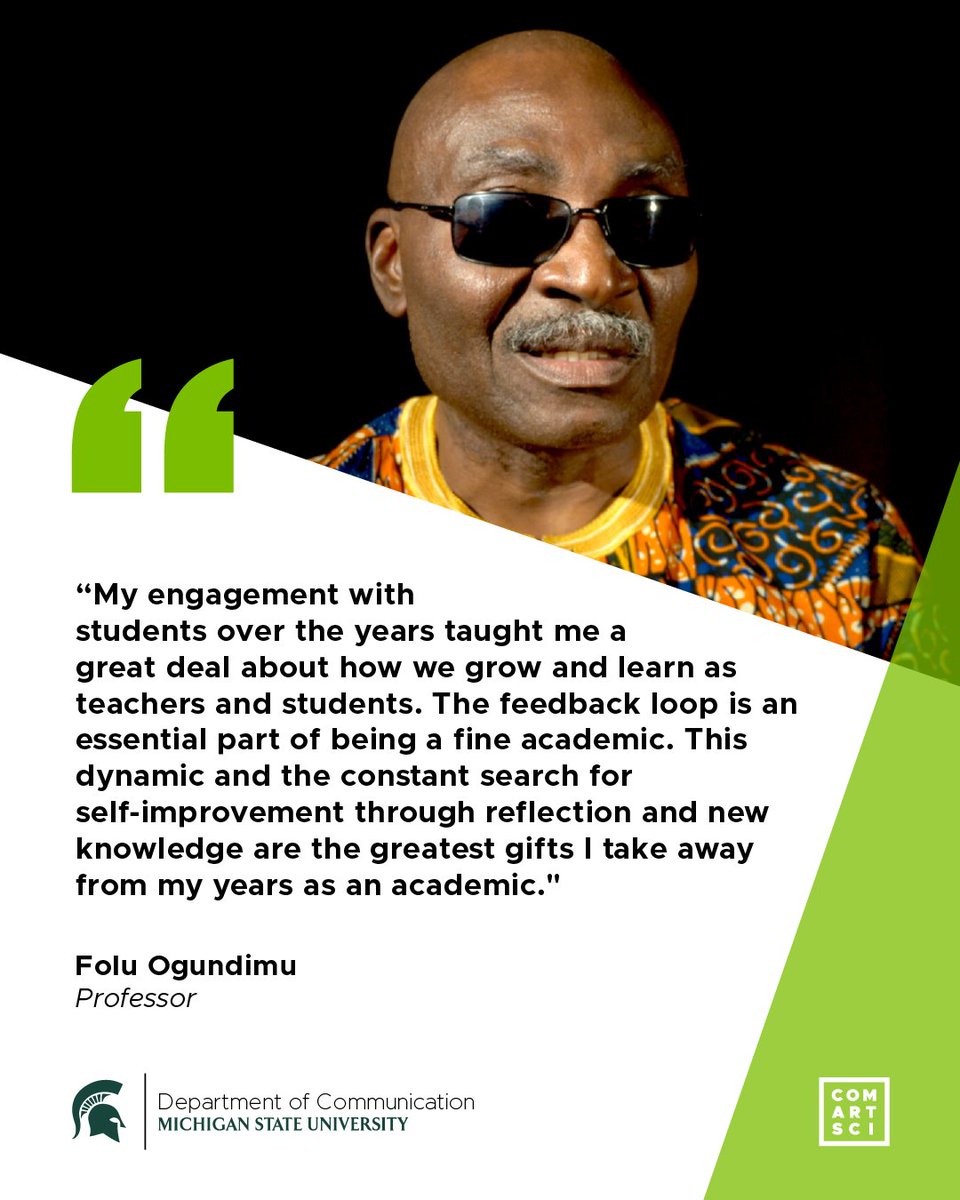 MSUComArtSci's tweet photo. @MSUjschool professor Folu Ogundimu leaves a lasting legacy as he retires from ComArtSci. Through decades of teaching, global media research and international collaboration, he helped shape future journalists and strengthened the college's global impact. https://t.co/ELVFsW8NzX https://t.co/IcyEKjiPDE