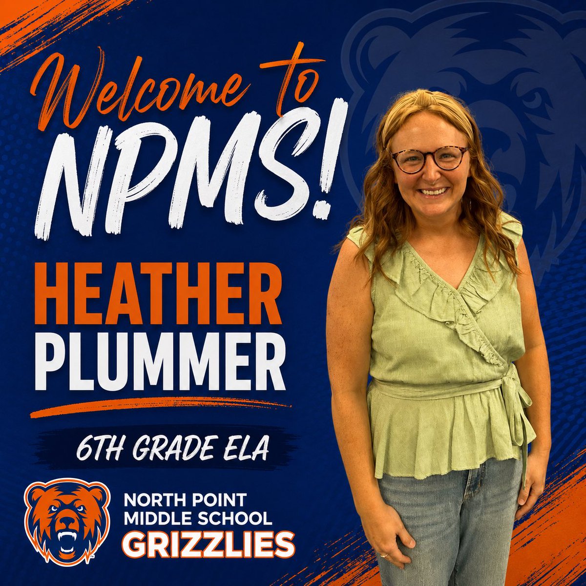 NPMS_Principal's tweet photo. Please join us in welcoming Heather Plummer to NPMS! #WeAreWentzville 🧡💙 https://t.co/TZmm9GIbov
