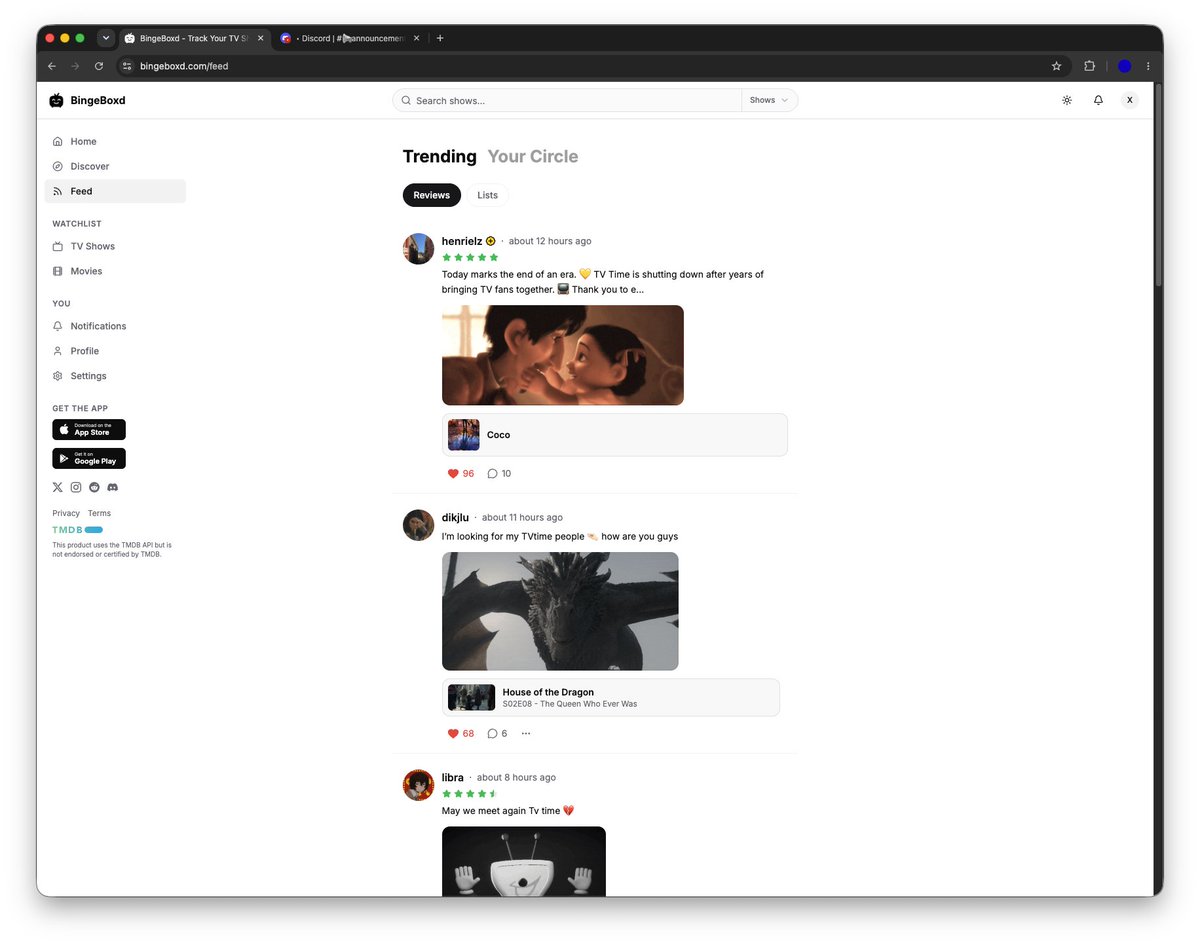 bingeboxd's tweet photo. The Bingeboxd web app is now live! 

Give it a try and let me know what you think. Your feedback helps shape what's next. 💚

https://t.co/ZdqwH2OBaR https://t.co/mVvWJnS6tG
