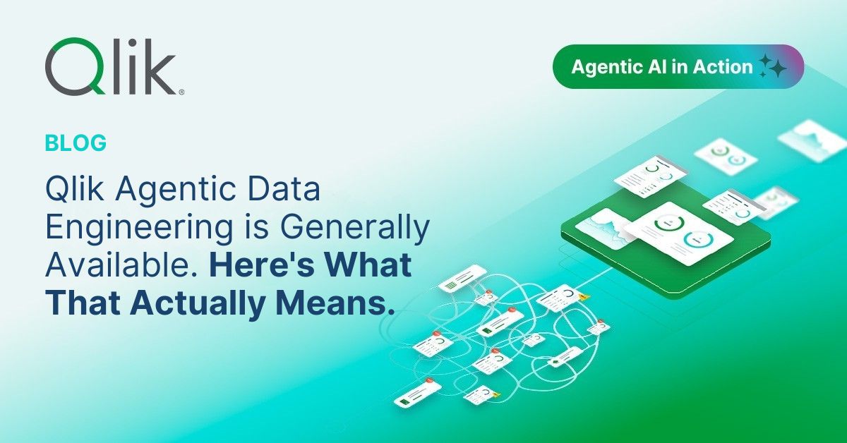 Ep0nc3's tweet photo. I'm excited to see Agentic Data Engineering now available in Qlik Talend Cloud. This latest #Qlik blog does a great job explaining what it means in practice. Definitely worth a read if you're interested in where AI-powered data engineering is headed. https://t.co/lp2IXehoNW https://t.co/Pkr4st7N63