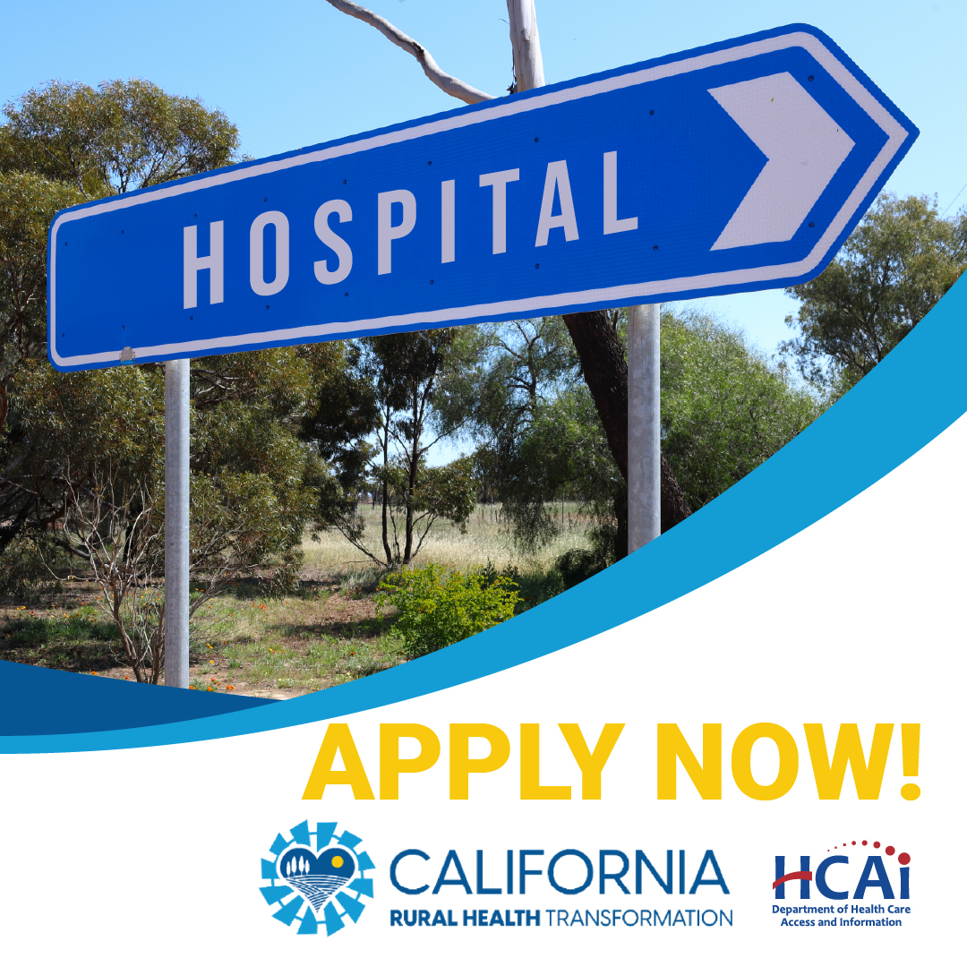 CA_HCAI's tweet photo. Applications are now OPEN for California Rural Health Transformation (CalRHT) grant funding. 

Apply now to participate as an Accelerator Partner: https://t.co/jZvMarmsSD   

#CalRHT #HCAI https://t.co/hMba6aVHl7