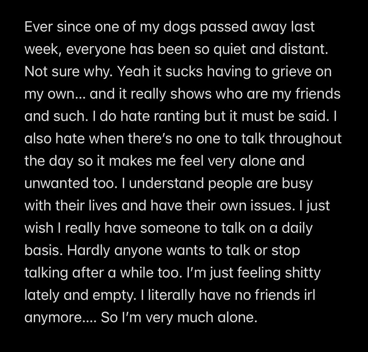 VaniWulf's tweet photo. Since word limits suck, I went to use my notes to describe how shitty I been feeling as of late. I really envy those who have friends and not dealing with loneliness… I’m aware people will ignore this as it’s not a beefy werewolf art... https://t.co/mvwJVuwTd4