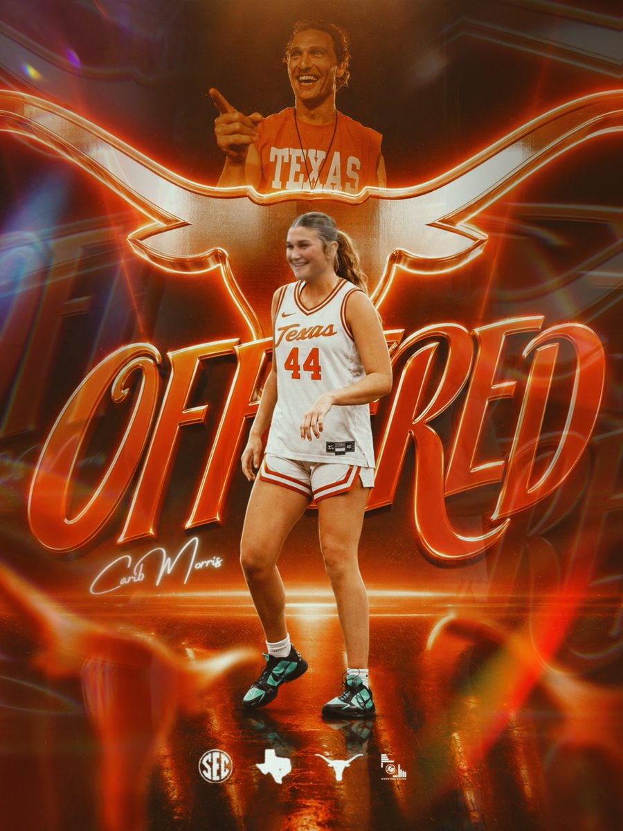 CaribMorris's tweet photo. Alright, Alright, Alright! Thank you @TexasWBB for offering me the chance to attend Texas! @McConaughey @KeepingTabs___  #pinkmamba #hookem https://t.co/IPykJ9LMec