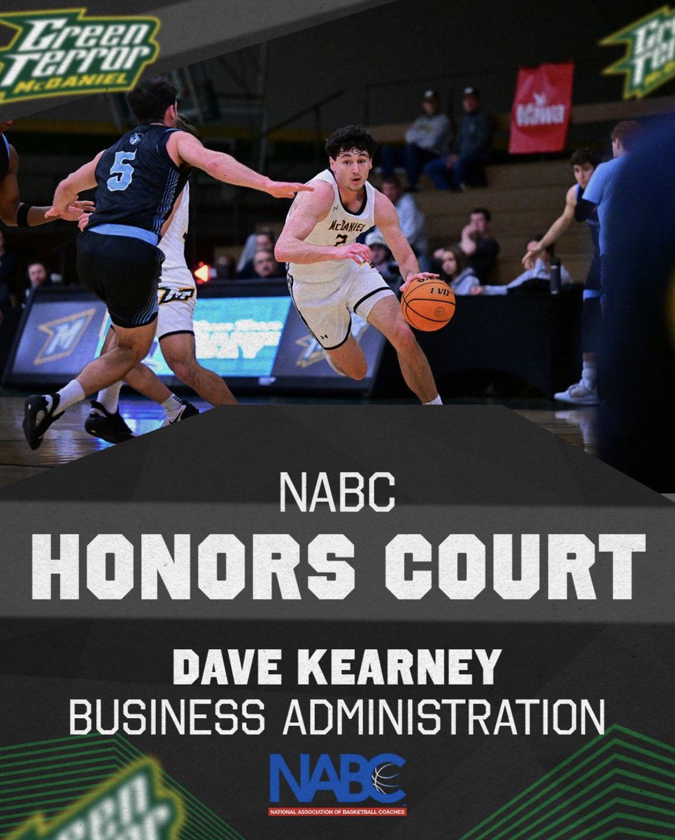 McDaniel_MBB's tweet photo. Congratulations to these 4 guys on being selected to the NABC Honors Court! 

Sr. Kevin Connelly
Jr. Bruce Black 
Sr. Matt Kearney 
Sr. Dave Kearney 

Great work fellas! 📚📚

#RollTerror #GRITTY 🟢🟡 https://t.co/naOOEnFHbd