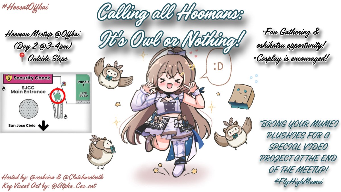 coskeira's tweet photo. 🤎🦉Hoomans Meetup @ Offkai!🦉🤎

@KFPtakocave &amp; I are co-hosting! Join us on 7/25 (Sat:Day2) @ 3pm right outside the convention center~

I’ll be the featured cosplayer debuting a new Mumei cosplay~🎤✨

Freebies, a banner to sign, &amp; other activities! 

#HoosatOffkai #OffkaiGen5 https://t.co/nqrQsqVp0l