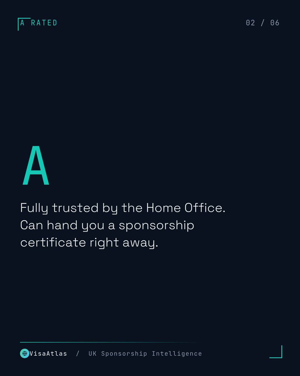 visaatlasuk's tweet photo. Being on the sponsor list does not mean a company can sponsor you today.

A rated: fully trusted, can issue you a certificate right away.

B rated: under a compliance fix, cannot take on new overseas hires until it clears.

There is also a rare provisional rating for brand new UK setups.

Always check the current rating, not an old one.