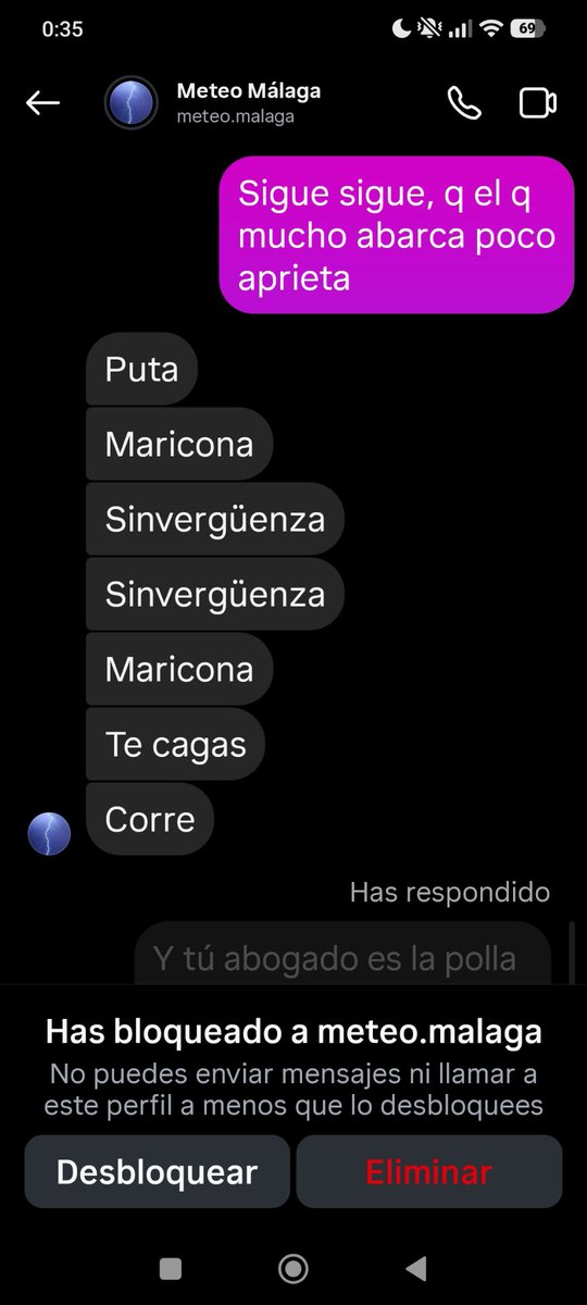 Jesustormchaser's tweet photo. Estos comentarios son de el supuesto mejor meteorologo chamizo, insultando sin yo decir apenas nada.... @Storm_Malaga @Meteohuelva @frabedala https://t.co/EtbUsDiDc6